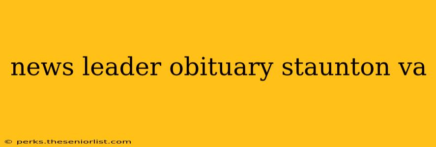 news leader obituary staunton va
