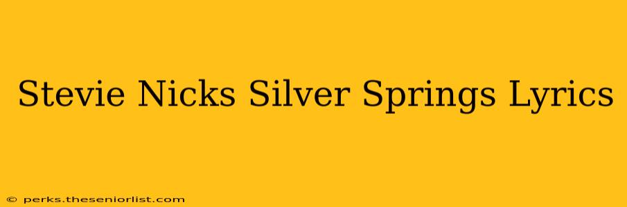 Stevie Nicks Silver Springs Lyrics