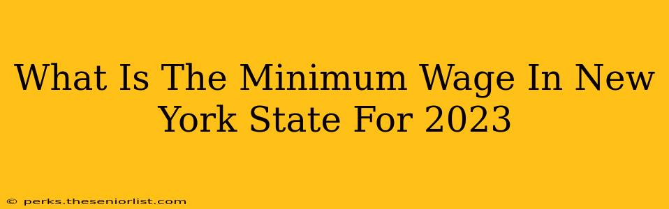 What Is The Minimum Wage In New York State For 2023